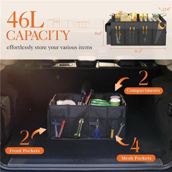 Trunk Organizer for Car - Car Organizer, Foldable Trunk organizer for Car - Picture 2 of 7